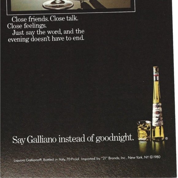 Galliano Liquore Italy Glasses1980s Vintage Print Ad 9 inch - Picture 3 of 4